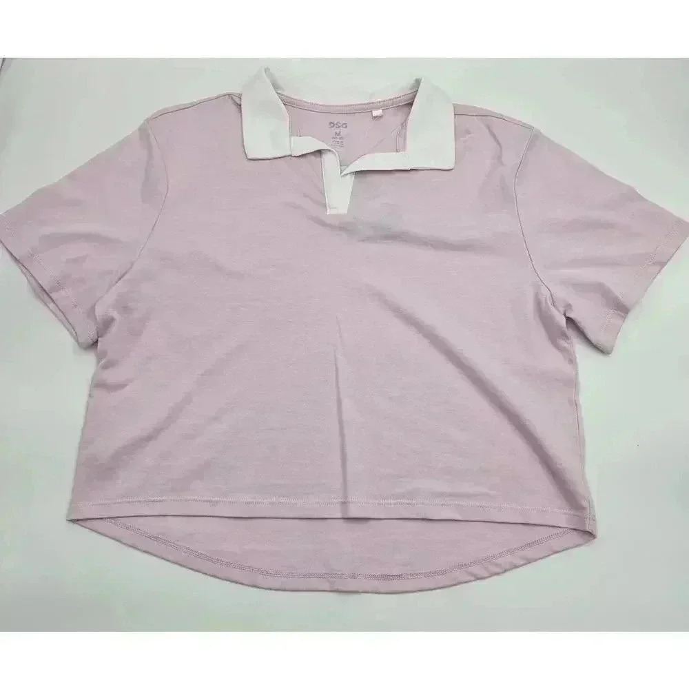 DSG Girl's Size M (10/12) Johnny Collar Crop Tee in Tinted Rose NWT